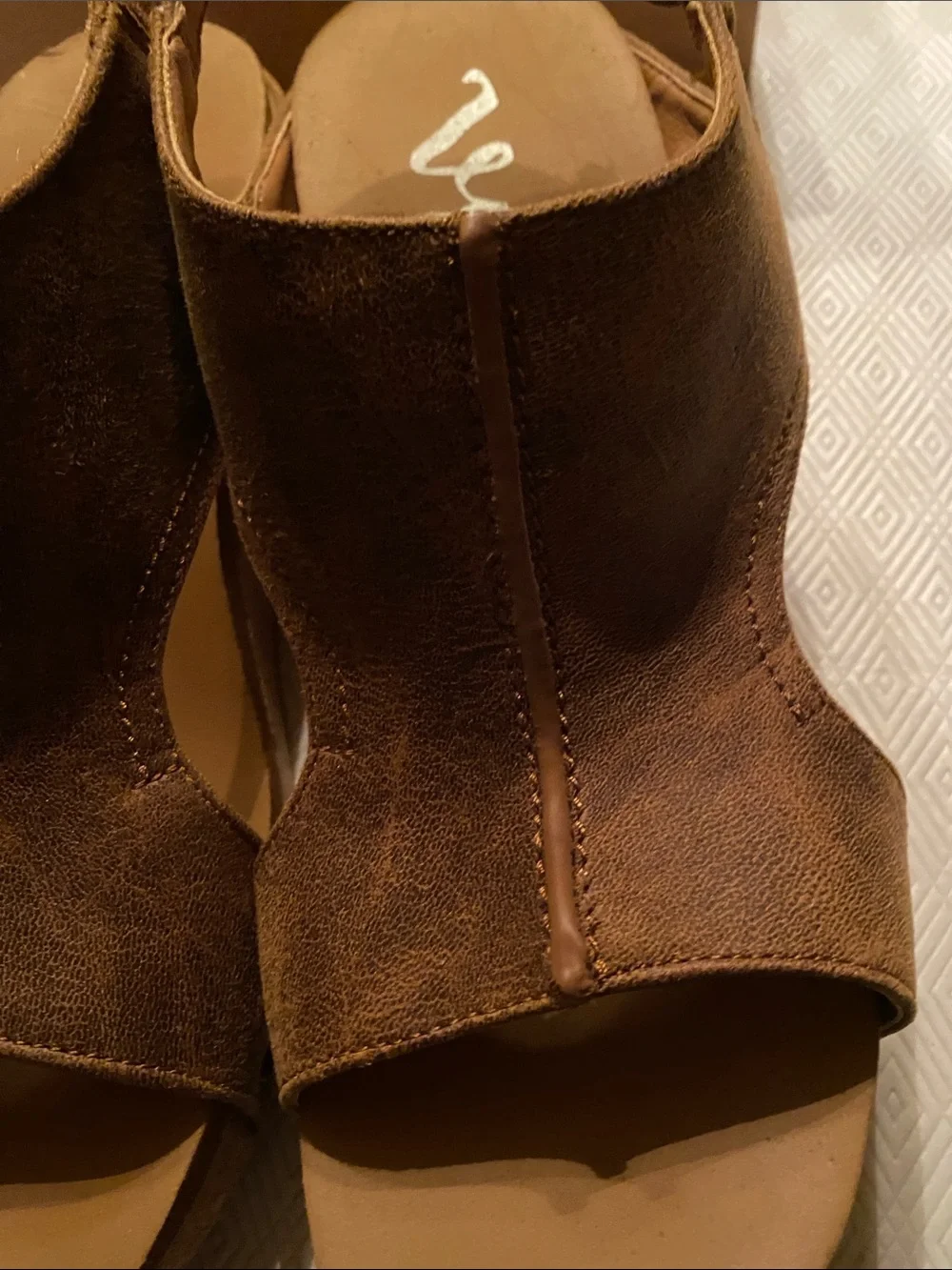 Very G Brown Suede Peep-Toe Wedge Sandals